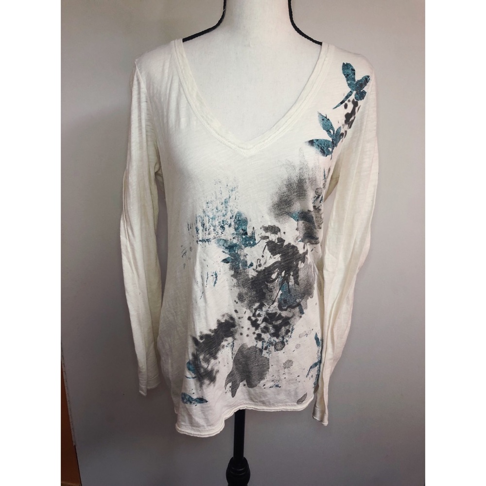 A.n.a Cream Long Sleeve Top Size Large